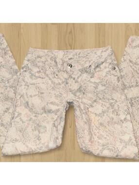 Vintage early 2000s Cache cream pants with a textured jacquard tapestry fabric